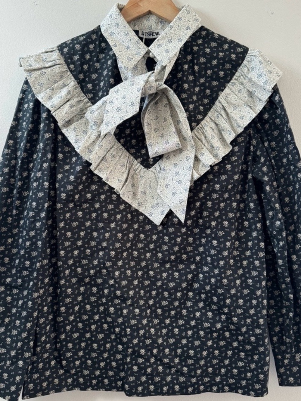 Batsheva Floral Ruffle Collar Top